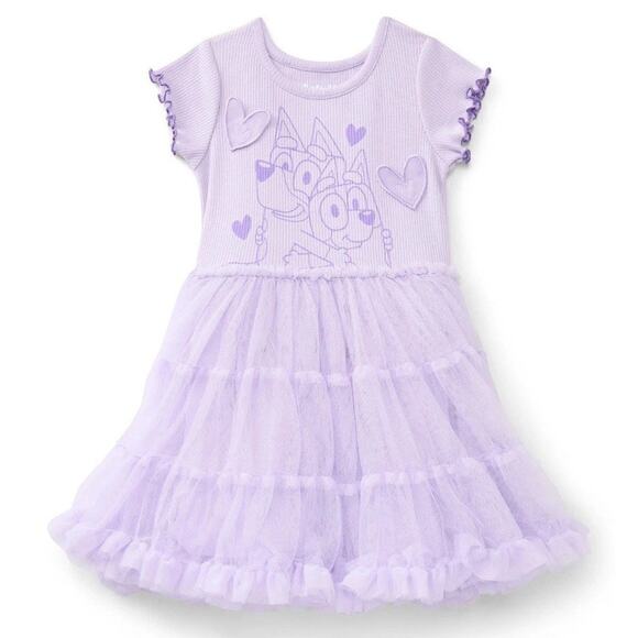 Bluey Baby Girls Graphic Tutu Dress with Short Sleeves 18 Months Purple New - Picture 3 of 9